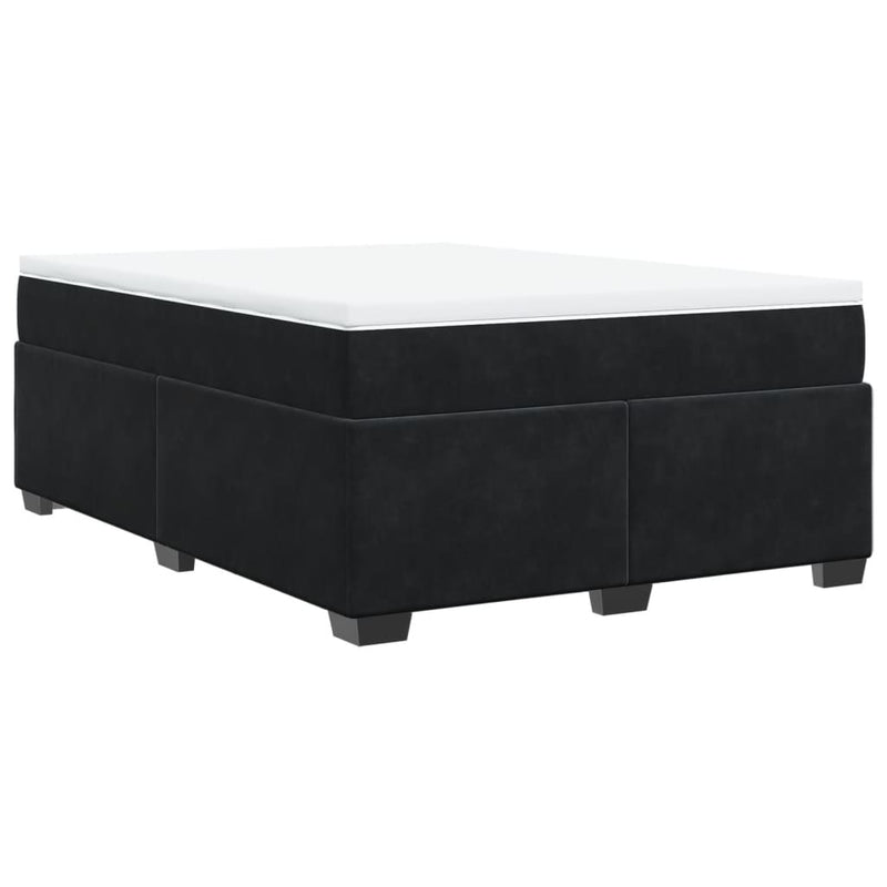 Box Spring Bed with Mattress Black Queen Velvet Payday Deals