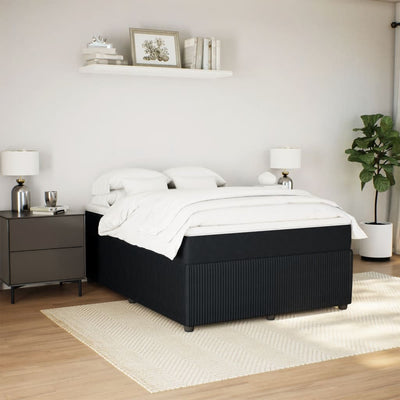 Box Spring Bed with Mattress Black Queen Velvet Payday Deals