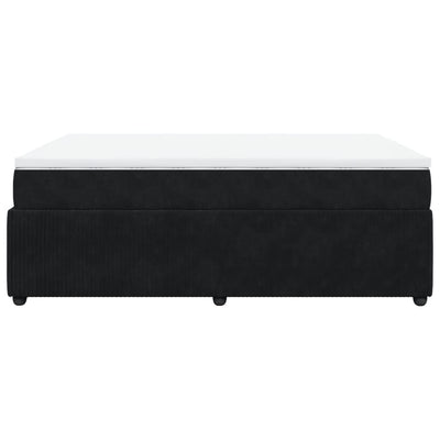 Box Spring Bed with Mattress Black Queen Velvet Payday Deals