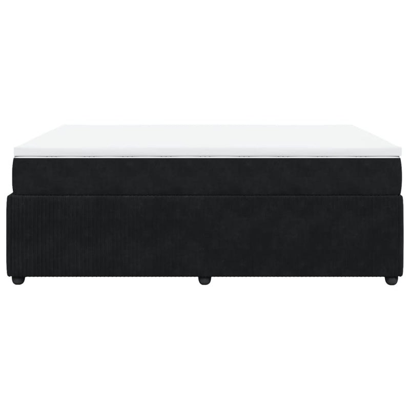 Box Spring Bed with Mattress Black Queen Velvet Payday Deals