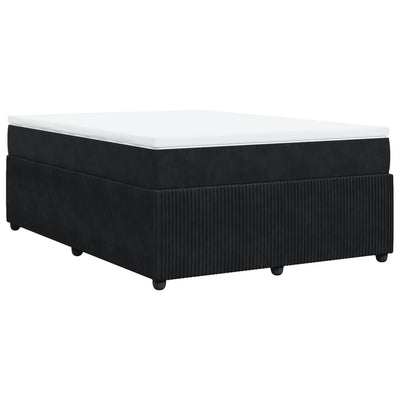 Box Spring Bed with Mattress Black Queen Velvet Payday Deals