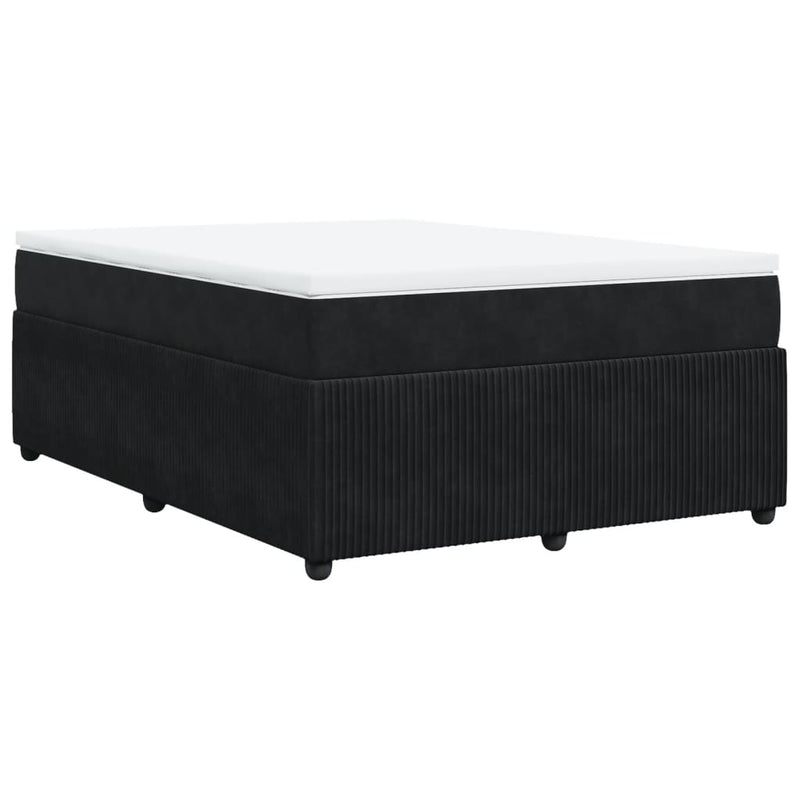 Box Spring Bed with Mattress Black Queen Velvet Payday Deals