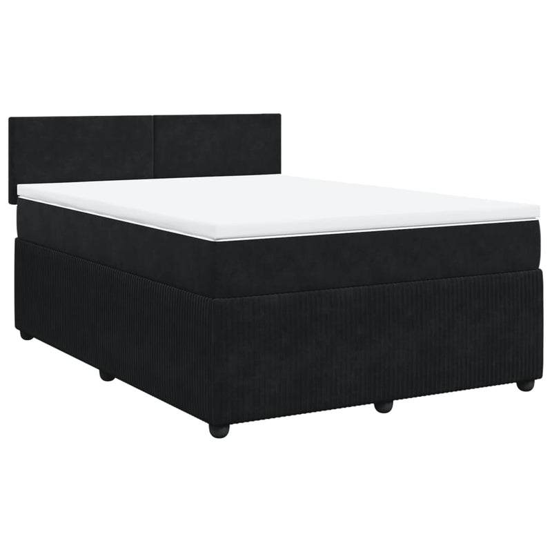 Box Spring Bed with Mattress Black Queen Velvet Payday Deals