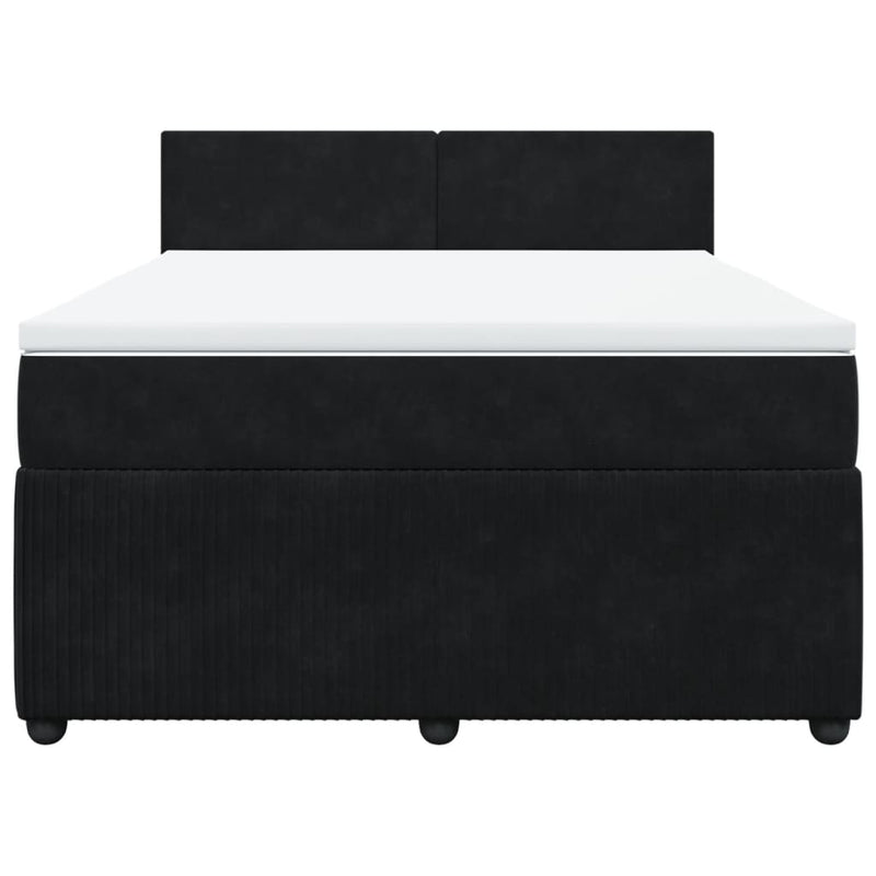 Box Spring Bed with Mattress Black Queen Velvet Payday Deals