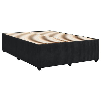 Box Spring Bed with Mattress Black Queen Velvet Payday Deals