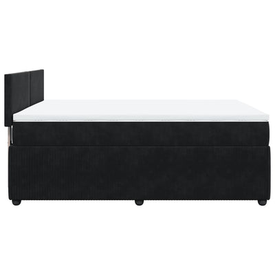 Box Spring Bed with Mattress Black Queen Velvet Payday Deals