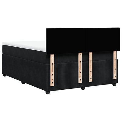 Box Spring Bed with Mattress Black Queen Velvet Payday Deals