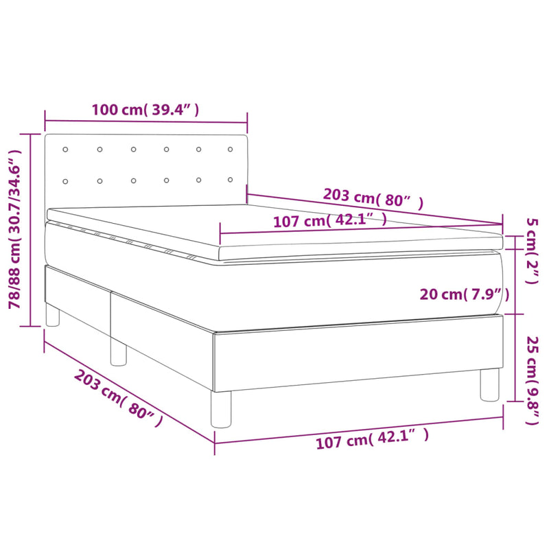 Box Spring Bed with Mattress Dark Grey 100x200 cm Fabric Payday Deals