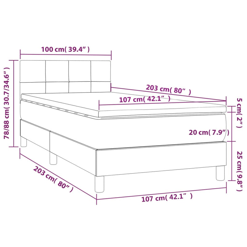 Box Spring Bed with Mattress Dark Grey 100x200 cm Fabric Payday Deals