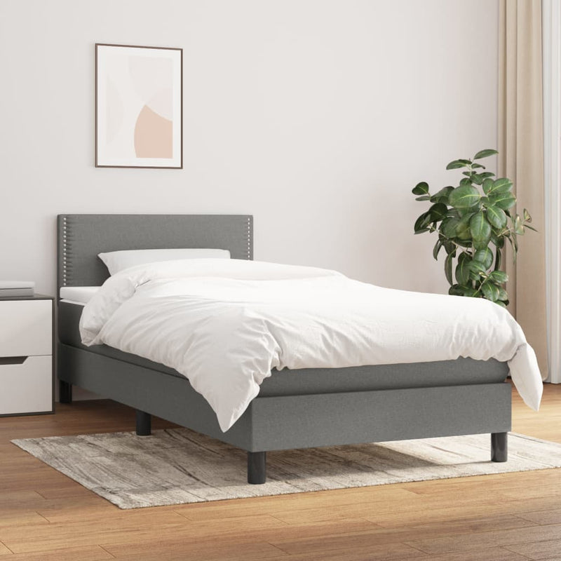 Box Spring Bed with Mattress Dark Grey 100x200 cm Fabric Payday Deals