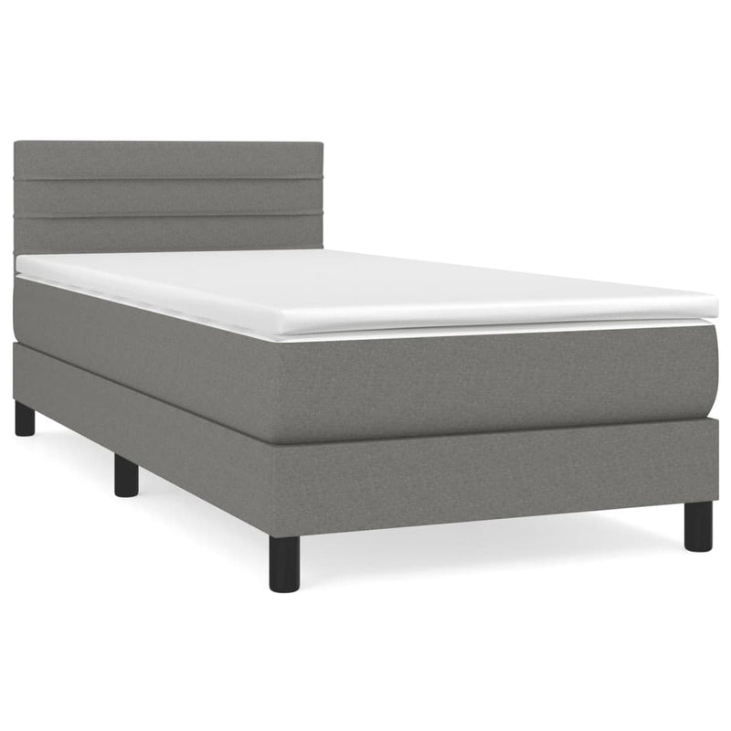 Box Spring Bed with Mattress Dark Grey 100x200 cm Fabric Payday Deals