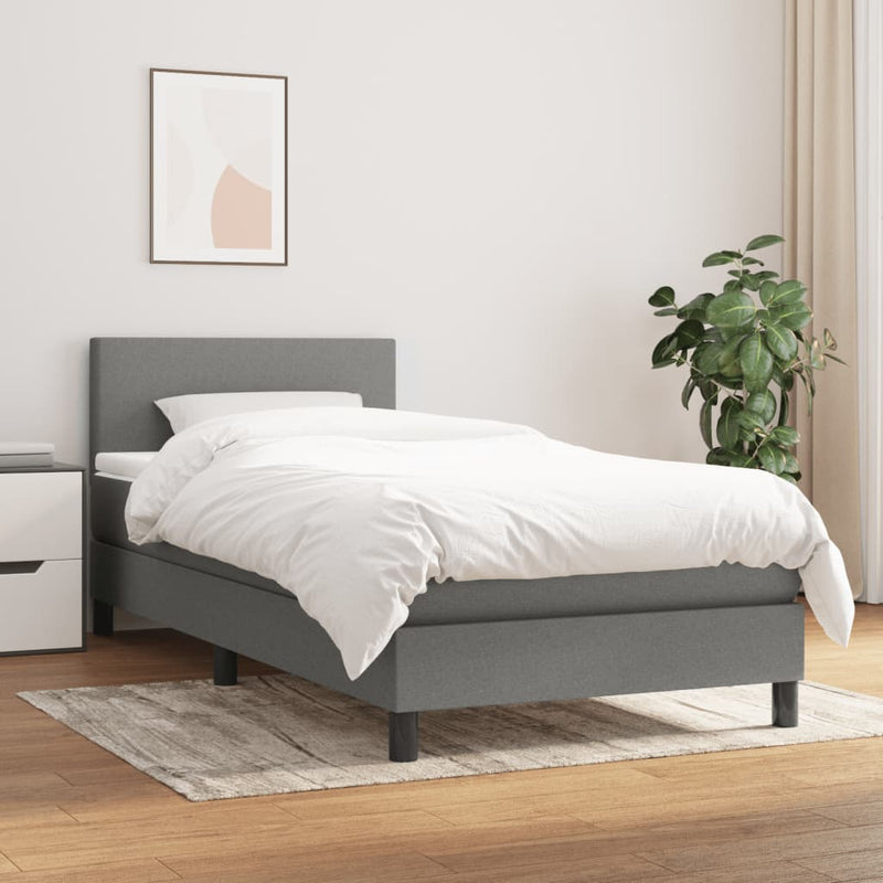 Box Spring Bed with Mattress Dark Grey 100x200 cm Fabric Payday Deals