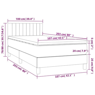 Box Spring Bed with Mattress Dark Grey 100x200 cm Fabric Payday Deals