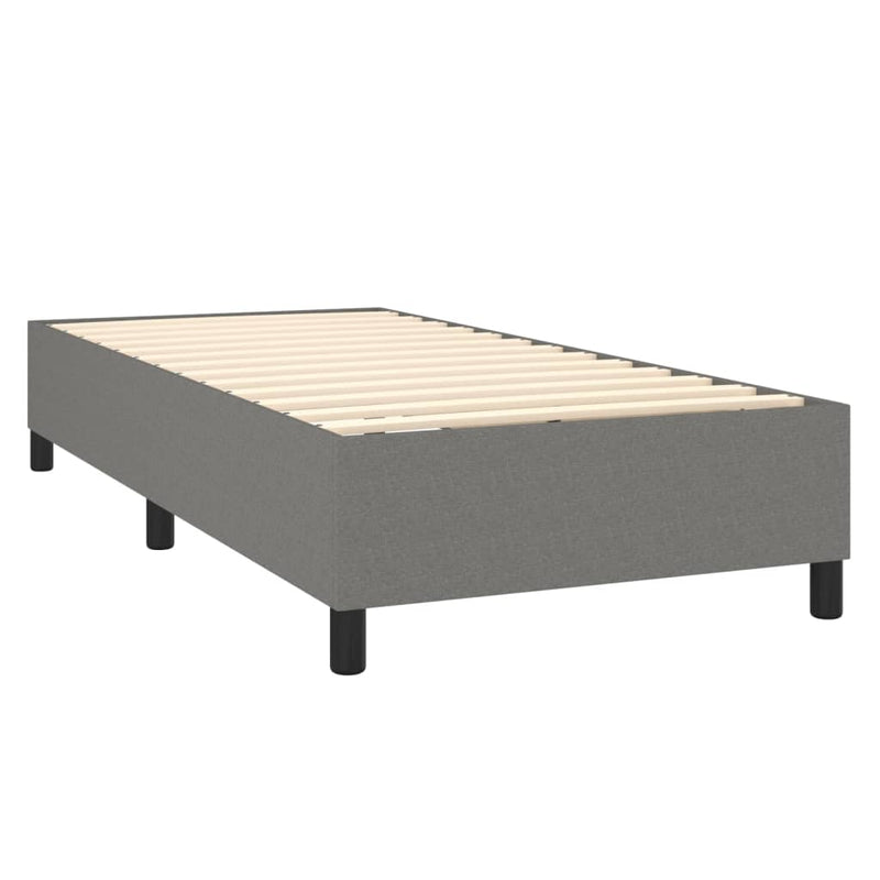 Box Spring Bed with Mattress Dark Grey 106x203 cm King Single Size Fabric Payday Deals