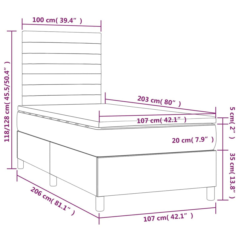 Box Spring Bed with Mattress Dark Grey 106x203 cm King Single Size Fabric Payday Deals