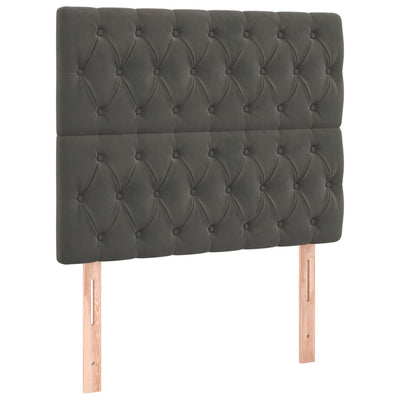 Box Spring Bed with Mattress Dark Grey 106x203 cm King Single Size Velvet Payday Deals