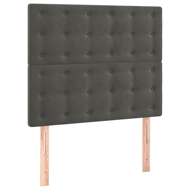 Box Spring Bed with Mattress Dark Grey 106x203 cm King Single Size Velvet Payday Deals