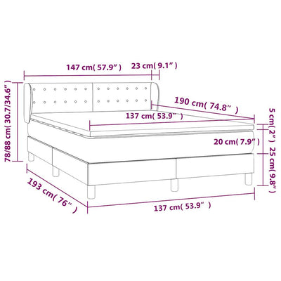 Box Spring Bed with Mattress Dark Grey 137x187 cm Double Size Fabric Payday Deals