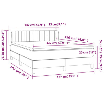 Box Spring Bed with Mattress Dark Grey 137x187 cm Double Size Fabric Payday Deals