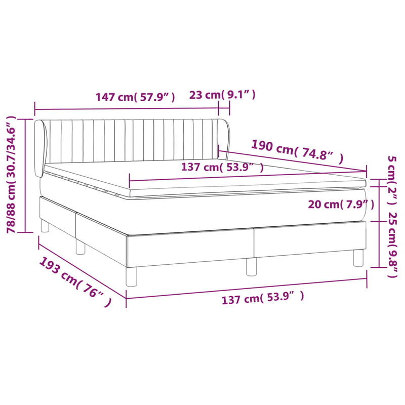 Box Spring Bed with Mattress Dark Grey 137x187 cm Double Size Fabric Payday Deals