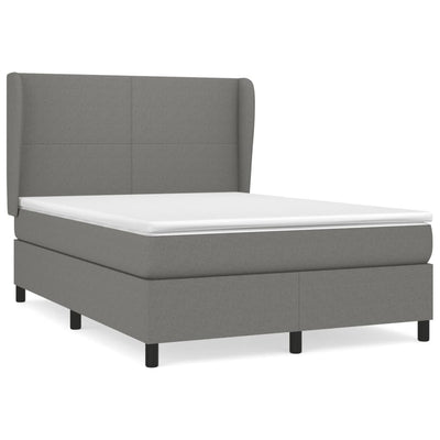 Box Spring Bed with Mattress Dark Grey 137x187 cm Double Size Fabric Payday Deals