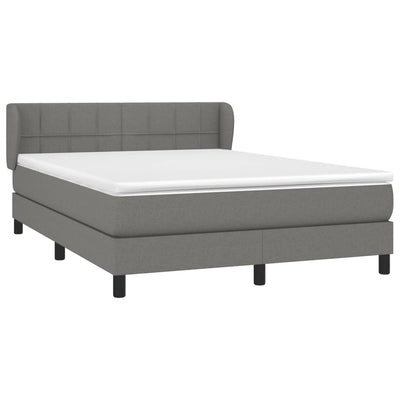 Box Spring Bed with Mattress Dark Grey 137x187 cm Double Size Fabric Payday Deals