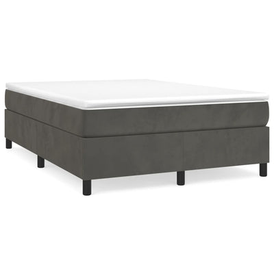 Box Spring Bed with Mattress Dark Grey 137x187 cm Double Size Velvet Payday Deals