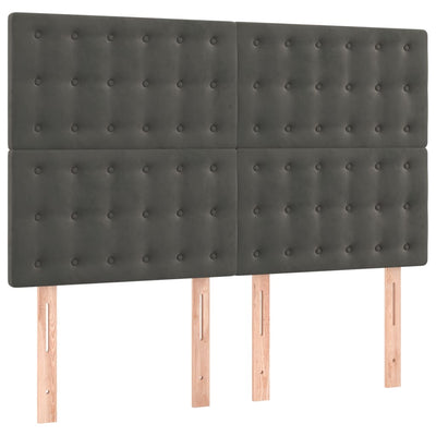 Box Spring Bed with Mattress Dark Grey 137x187 cm Double Size Velvet Payday Deals