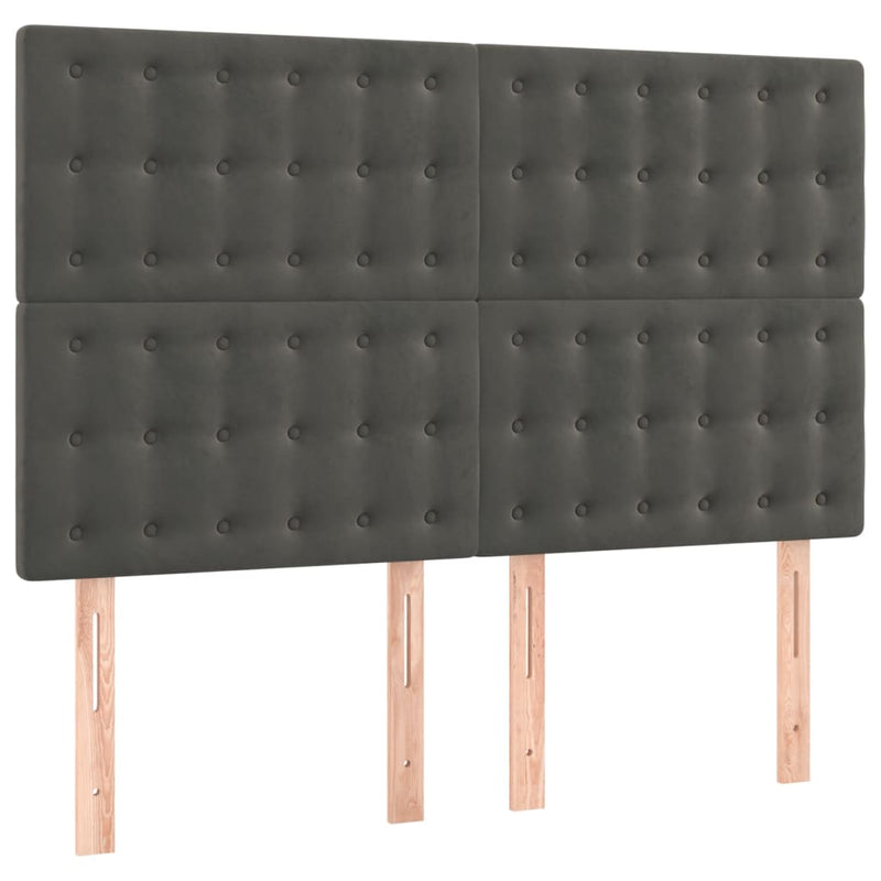 Box Spring Bed with Mattress Dark Grey 137x187 cm Double Size Velvet Payday Deals