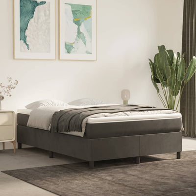 Box Spring Bed with Mattress Dark Grey 137x187 cm Double Size Velvet Payday Deals