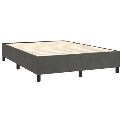 Box Spring Bed with Mattress Dark Grey 137x187 cm Double Size Velvet Payday Deals