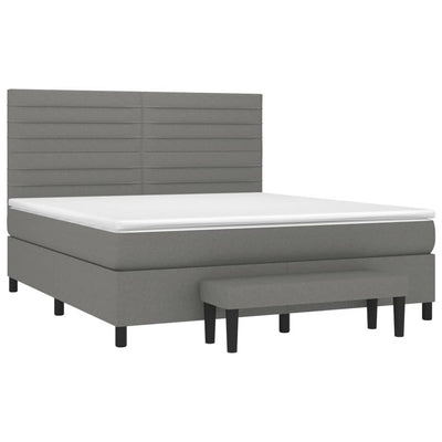 Box Spring Bed with Mattress Dark Grey 152x203 cm Queen Fabric Payday Deals