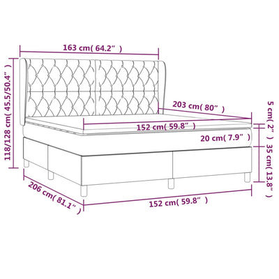 Box Spring Bed with Mattress Dark Grey 153x203 cm Queen Size Fabric Payday Deals