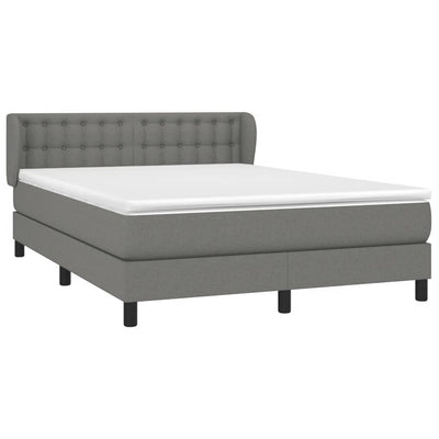 Box Spring Bed with Mattress Dark Grey 153x203 cm Queen Size Fabric Payday Deals