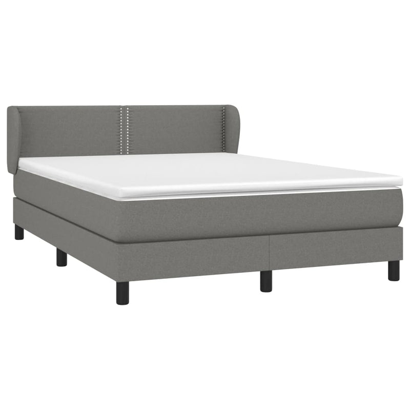 Box Spring Bed with Mattress Dark Grey 153x203 cm Queen Size Fabric Payday Deals