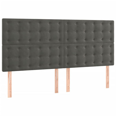 Box Spring Bed with Mattress Dark Grey 153x203 cm Queen Size Velvet Payday Deals