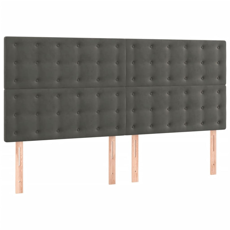 Box Spring Bed with Mattress Dark Grey 153x203 cm Queen Size Velvet Payday Deals