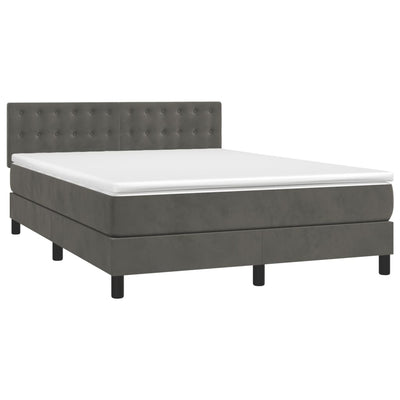 Box Spring Bed with Mattress Dark Grey 153x203 cm Queen Size Velvet Payday Deals