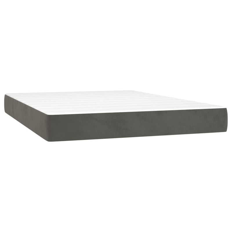 Box Spring Bed with Mattress Dark Grey 153x203 cm Queen Size Velvet Payday Deals