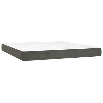 Box Spring Bed with Mattress Dark Grey 153x203 cm Queen Size Velvet Payday Deals