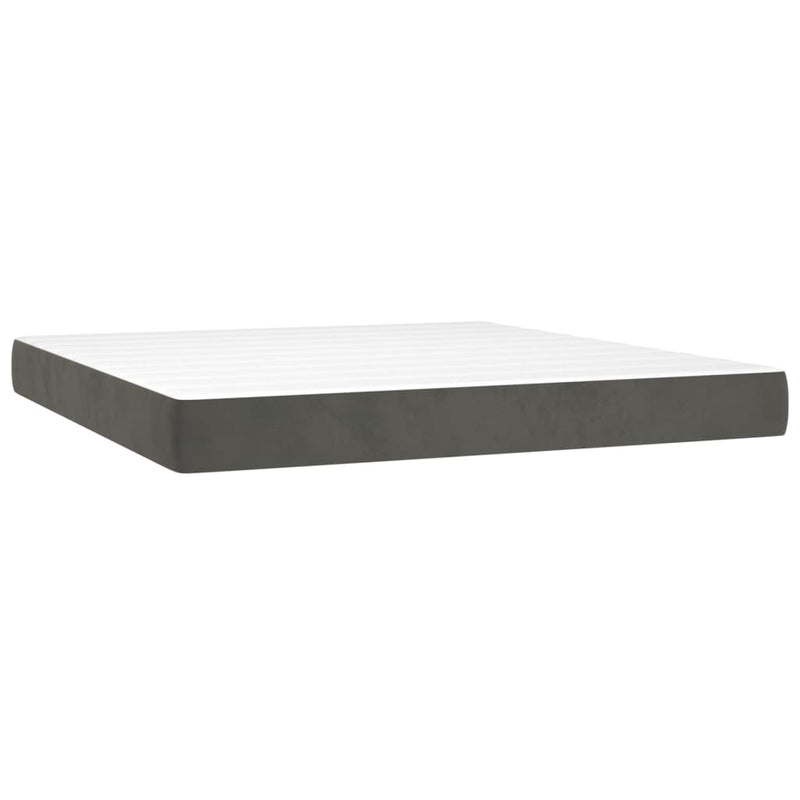 Box Spring Bed with Mattress Dark Grey 153x203 cm Queen Size Velvet Payday Deals