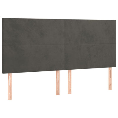 Box Spring Bed with Mattress Dark Grey 153x203 cm Queen Size Velvet Payday Deals