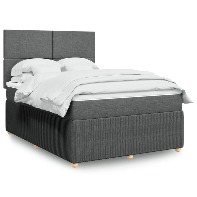 Box Spring Bed with Mattress Dark Grey Double Fabric Payday Deals