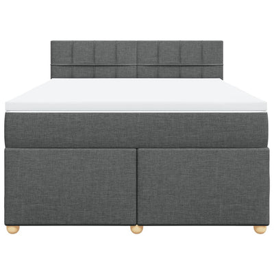 Box Spring Bed with Mattress Dark Grey Double Fabric Payday Deals