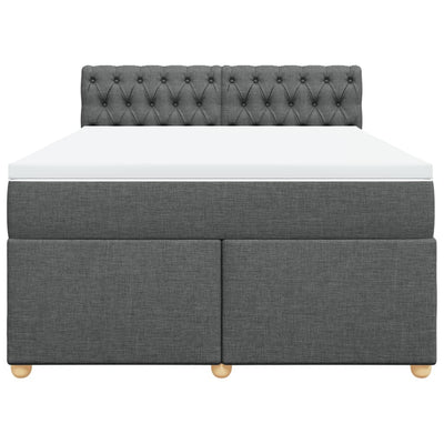 Box Spring Bed with Mattress Dark Grey Double Fabric Payday Deals