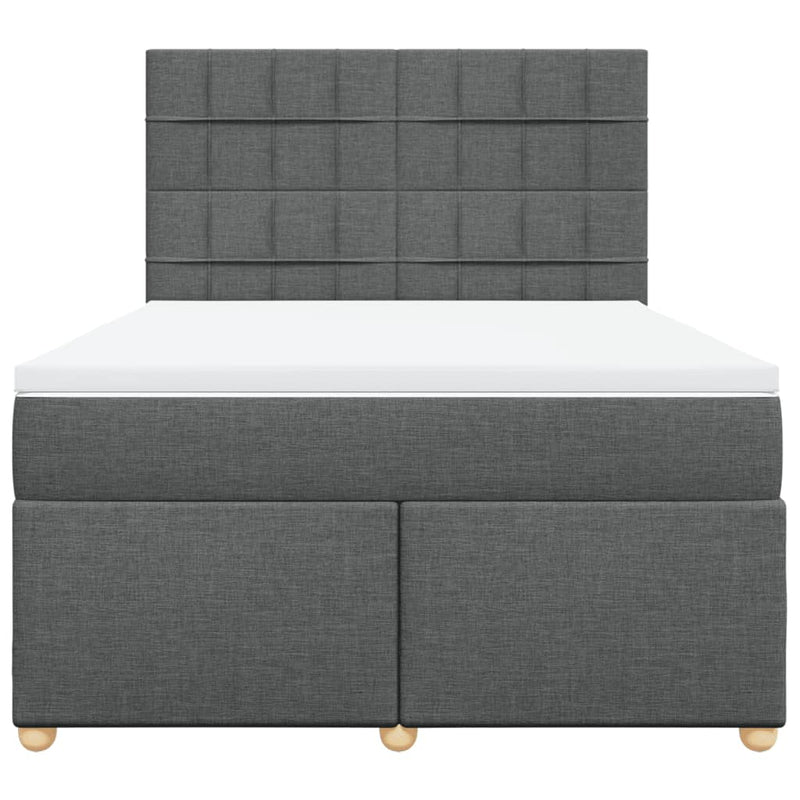 Box Spring Bed with Mattress Dark Grey Double Fabric Payday Deals