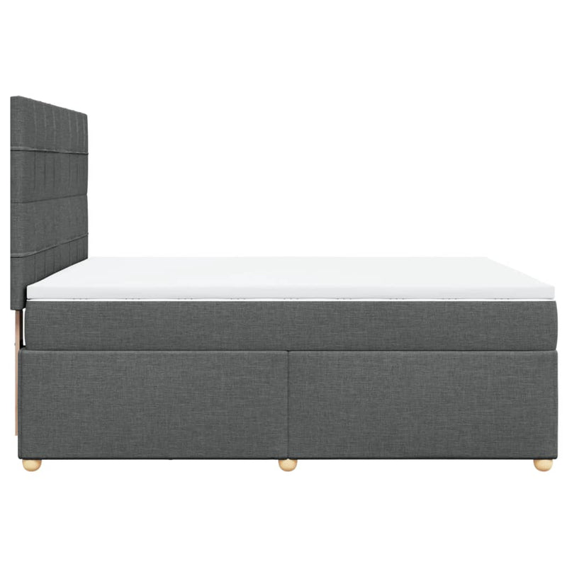 Box Spring Bed with Mattress Dark Grey Double Fabric Payday Deals
