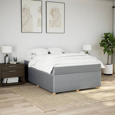 Box Spring Bed with Mattress Dark Grey Double Fabric Payday Deals