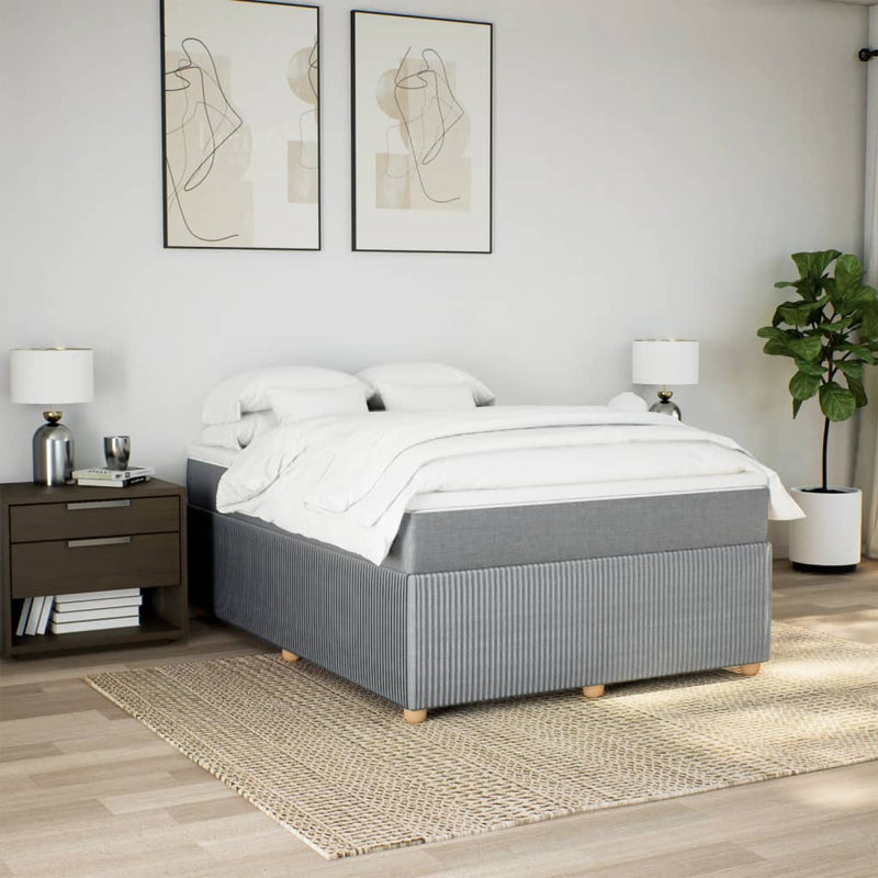 Box Spring Bed with Mattress Dark Grey Double Fabric Payday Deals