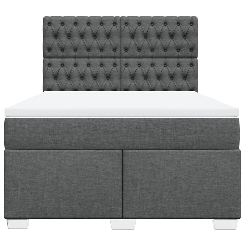Box Spring Bed with Mattress Dark Grey Double Fabric Payday Deals